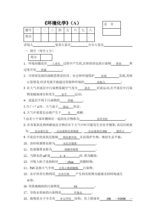 环境化学试题及答案大全