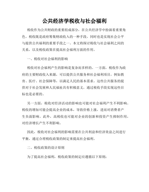 公共经济学税收与社会福利