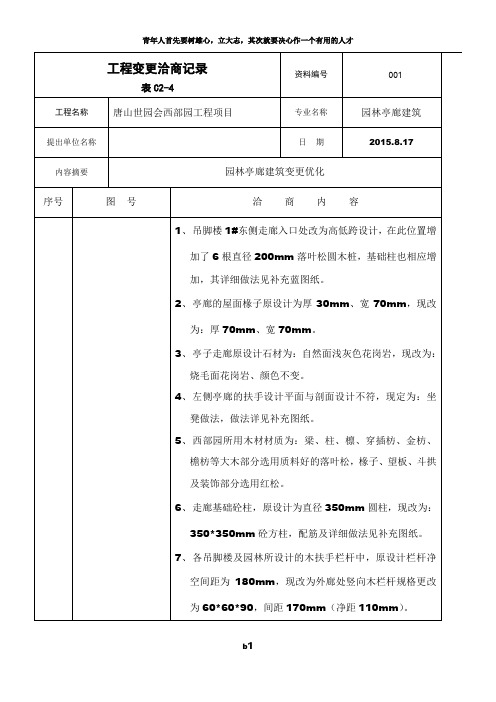 工程变更洽商记录表C2-4