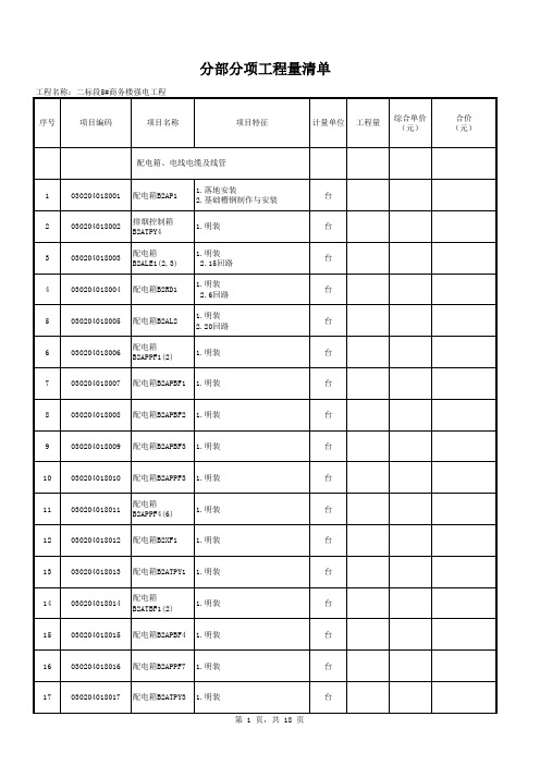 强电工程量清单