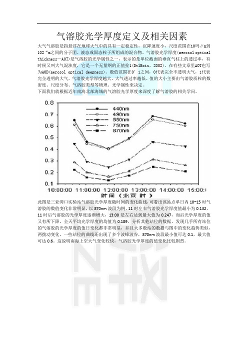 气溶胶光学厚度定义及相关因素