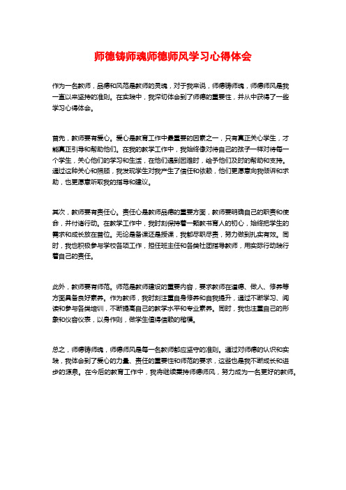 师德铸师魂师德师风学习心得体会