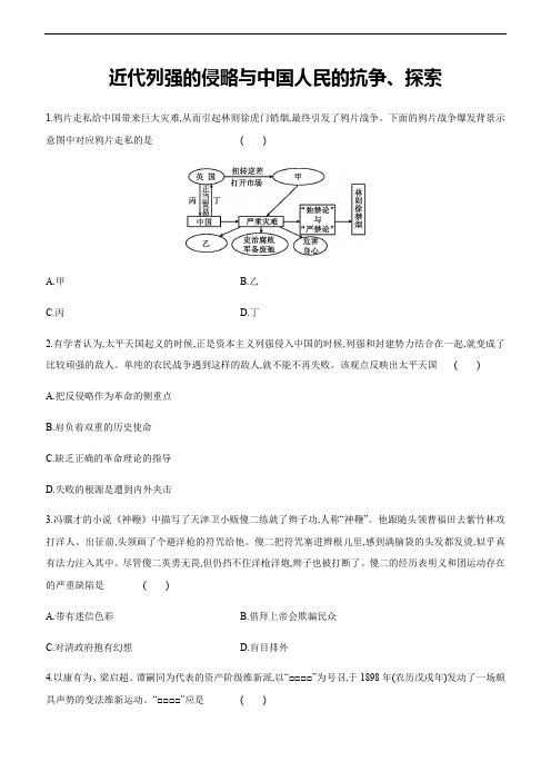 2021年河北中考历史总复习专题训练  近代列强的侵略与中国人民的抗争、探索  