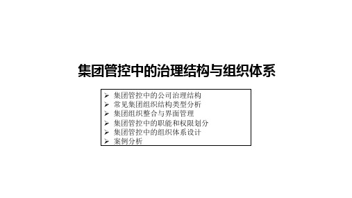 集团管控中的治理结构与组织体系