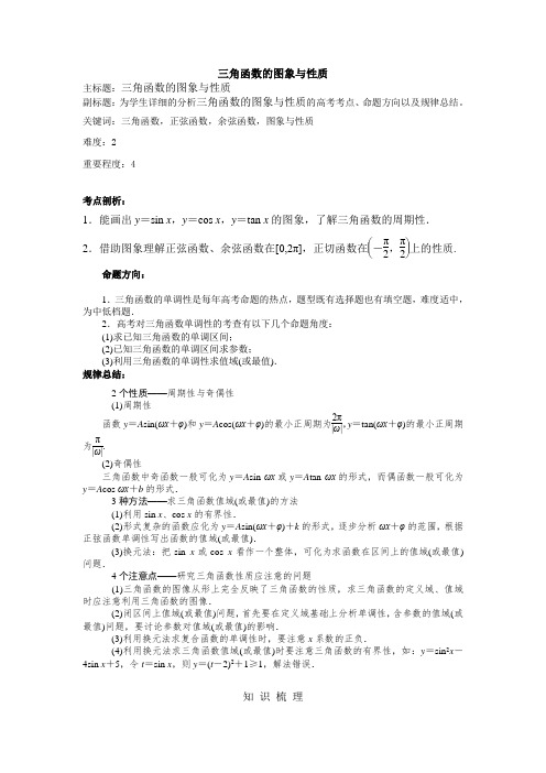 三角函数的图象与性质 2019高考绝密资料