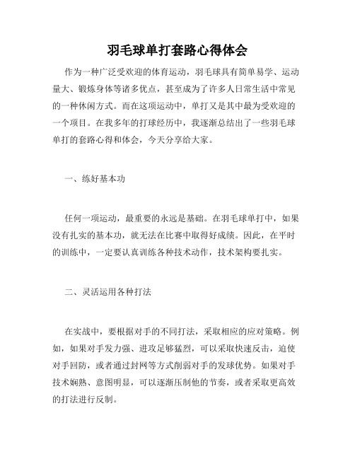 羽毛球单打套路心得体会