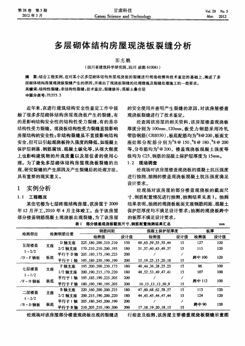 多层砌体结构房屋现浇板裂缝分析