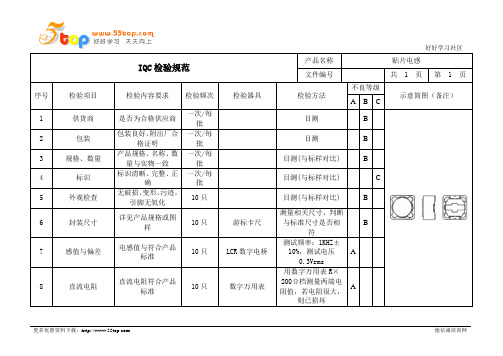 贴片电感检验规范