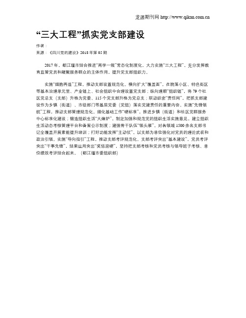 “三大工程”抓实党支部建设