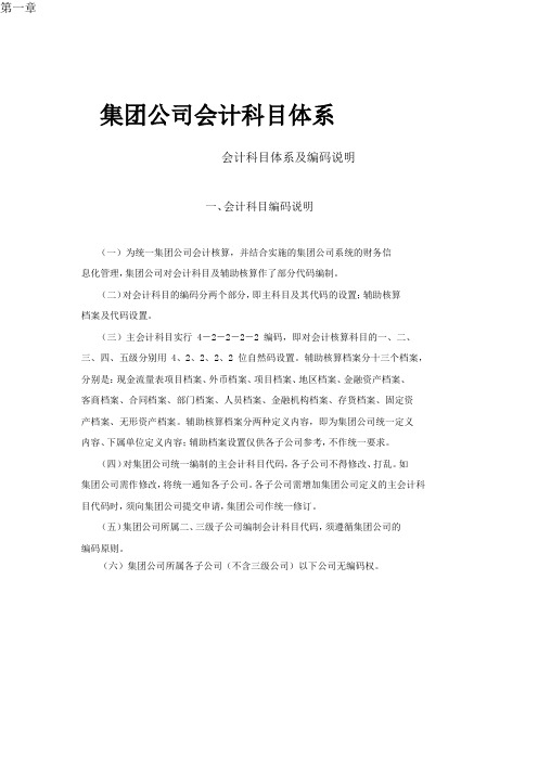 集团公司常用会计科目体系明细表