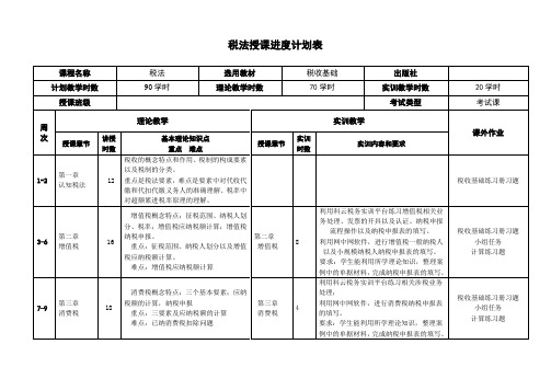 税收基础授课计划