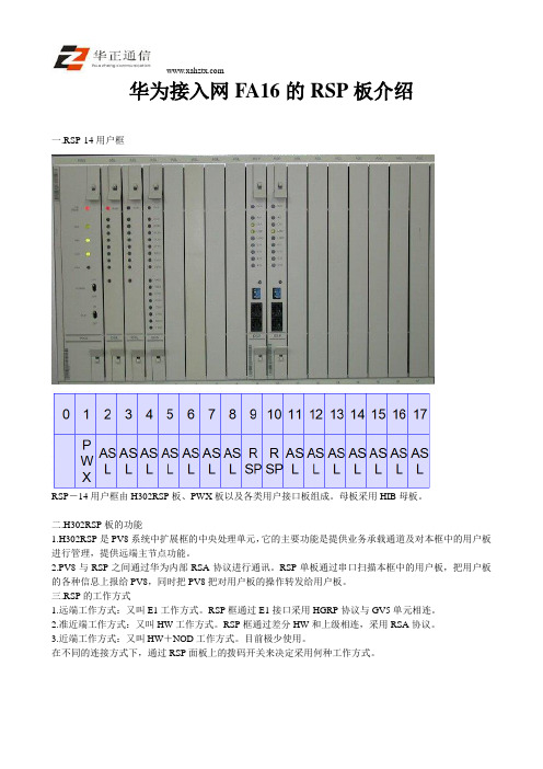 华为接入网FA16的RSP板介绍