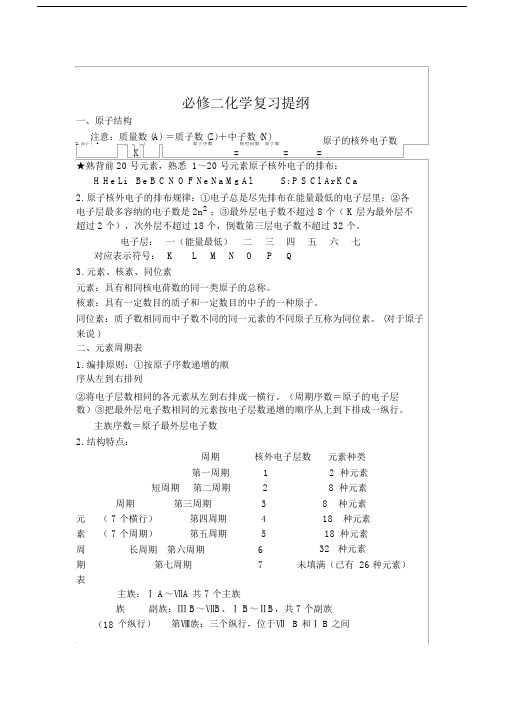 必修二化学复习提纲.docx