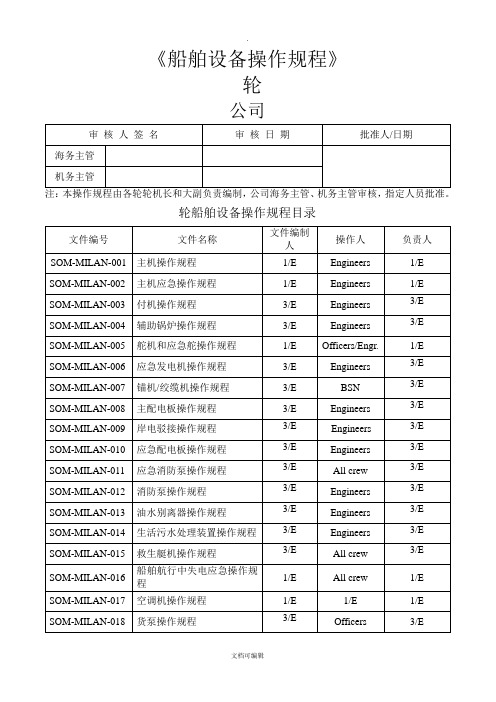 船舶设备操作规程