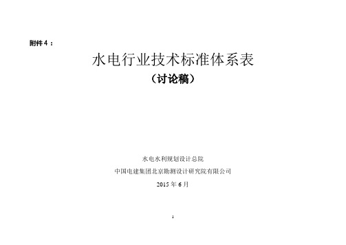 (技术规范标准)水电行业技术标准体系表(讨论稿)