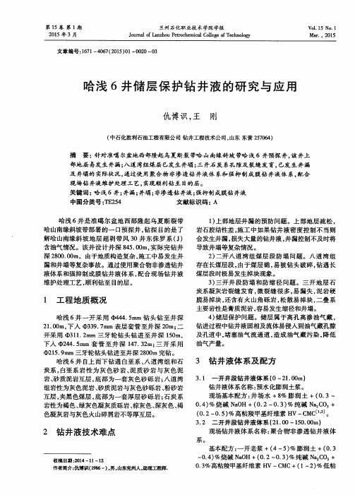 哈浅6井储层保护钻井液的研究与应用