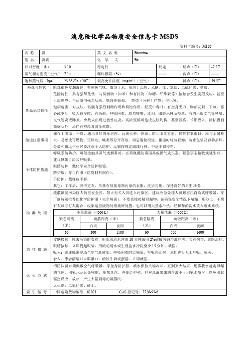 溴危险化学品物质安全信息卡MSDS