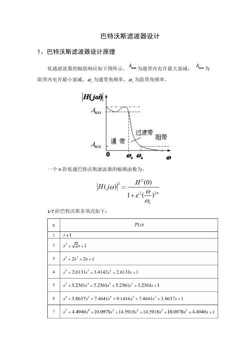 巴特沃斯滤波器设计