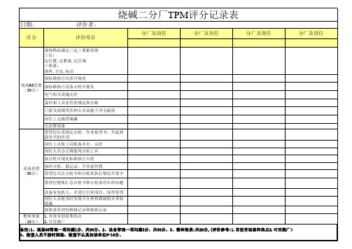 烧碱二分厂TPM评分记录表