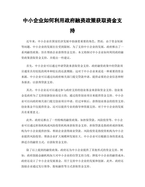 中小企业如何利用政府融资政策获取资金支持