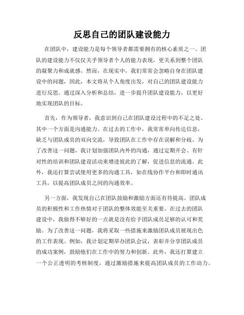 反思自己的团队建设能力