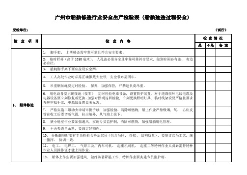 船舶检查表(船舶建造过程安全广州市船舶修造行业安