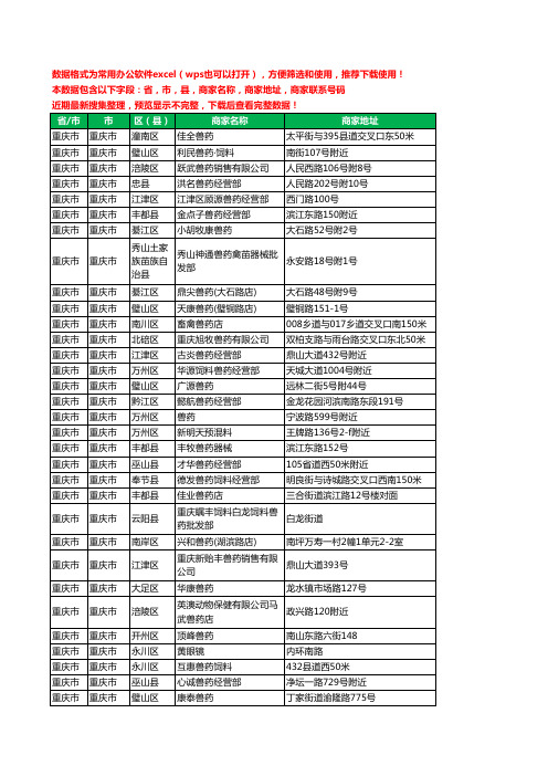 2020新版重庆市重庆市兽药工商企业公司商家名录名单黄页联系电话号码地址大全335家