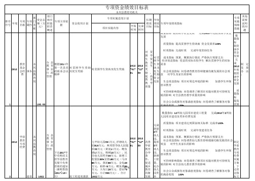 专项资金绩效目标表