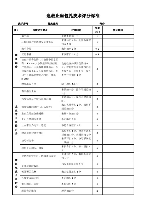 止血包扎技术评分标准6.15