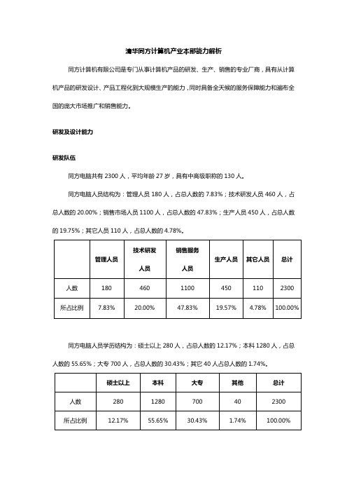 清华同方计算机产业本部能力解析