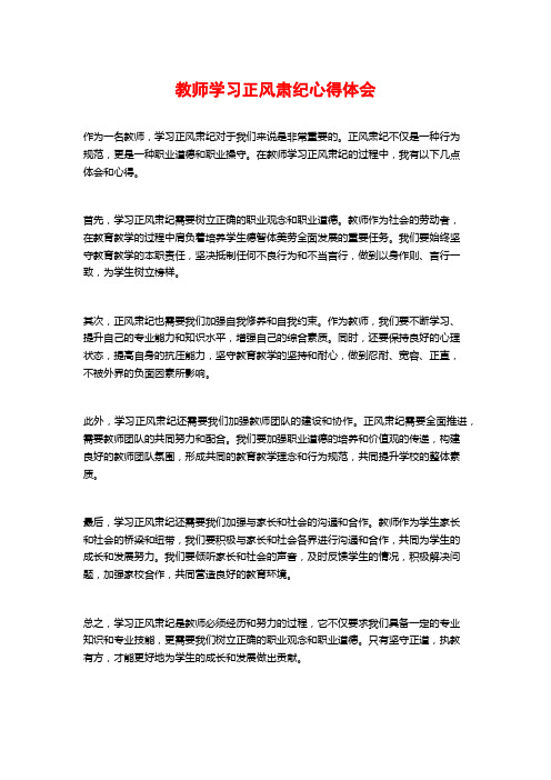 教师学习正风肃纪心得体会