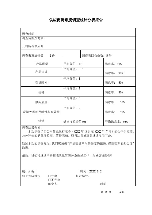 供应商调查统计分析报告