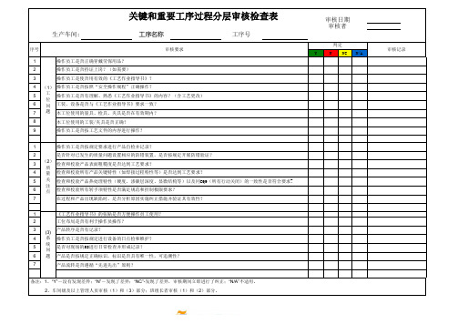 关键和重要工序过程分层审核检查表