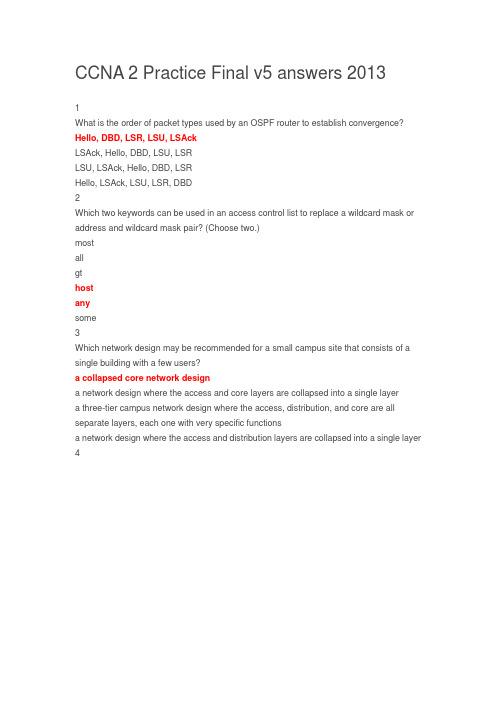 CCNA 2 Practice Final v5 answers 2013