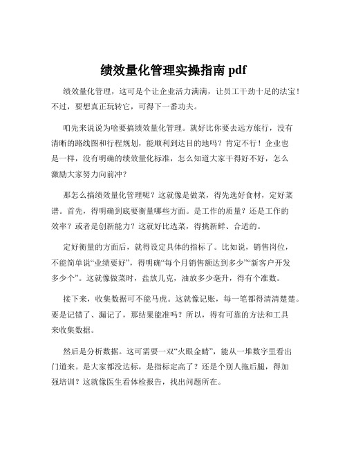 绩效量化管理实操指南pdf