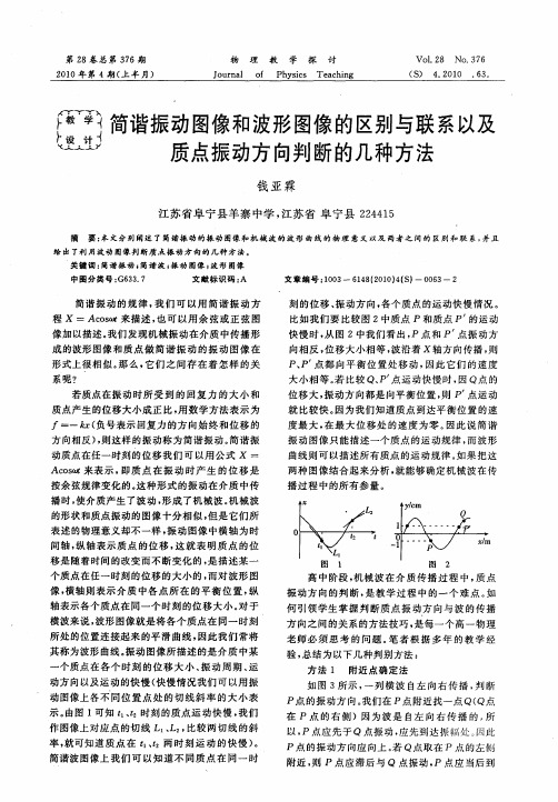 简谐振动图像和波形图像的区别与联系以及质点振动方向判断的几种方法