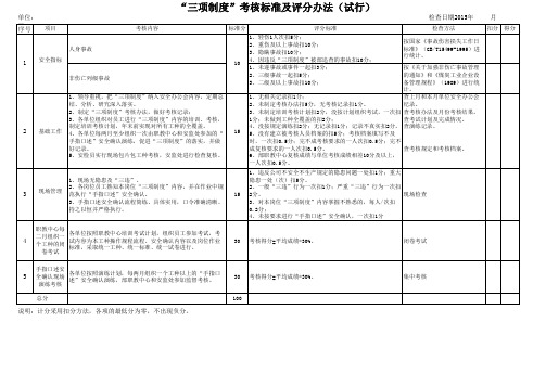 “三项制度”考核标准及评分办法(试行)