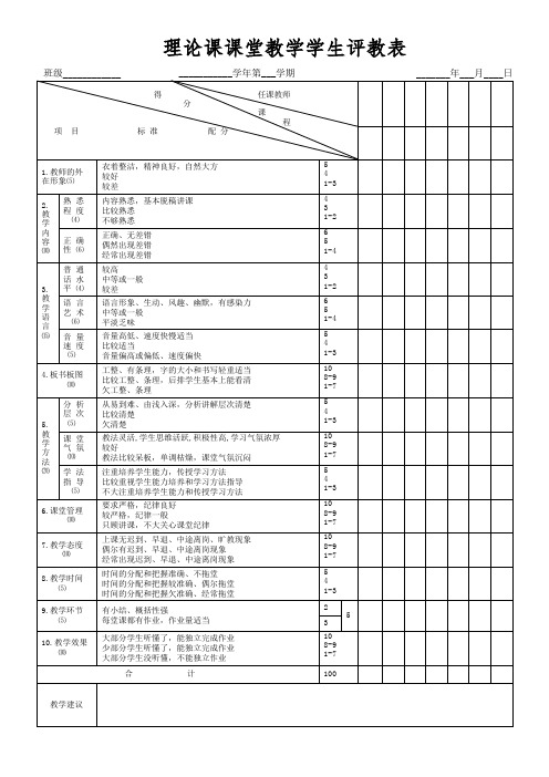 理论课学生评教表