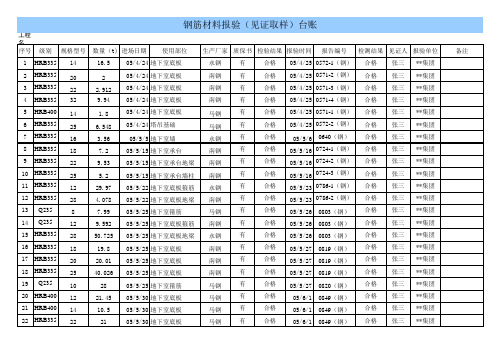 钢筋取样报验台账
