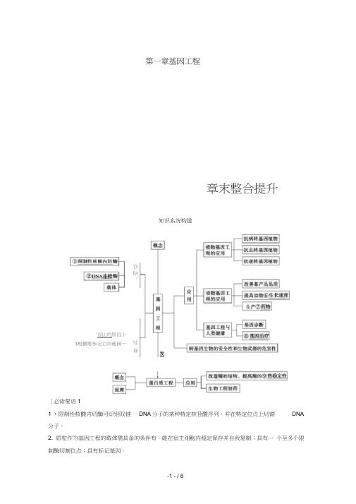 高中生物第一章基因工程章末整合提升同步备课教学案浙科版选修