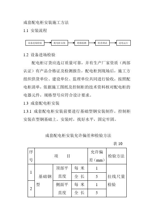 成套配电柜安装施工方法