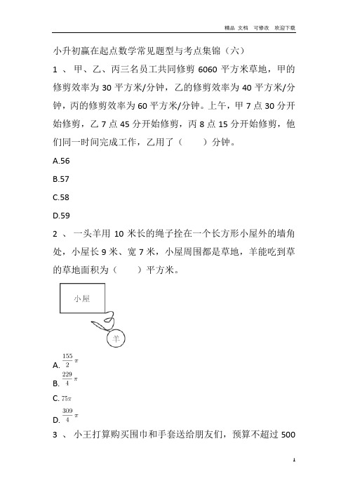 人教版六年级下册数学小升初常见题型与考点集锦