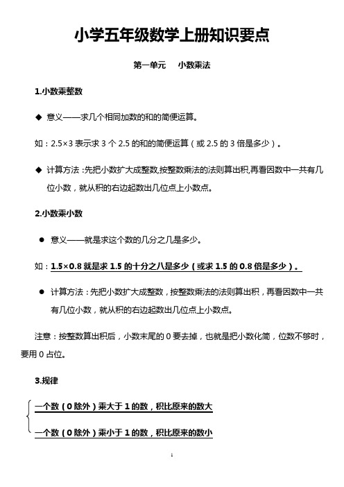 部编版小学五年级数学知识点整理