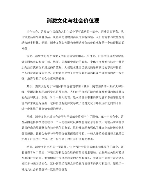 消费文化与社会价值观