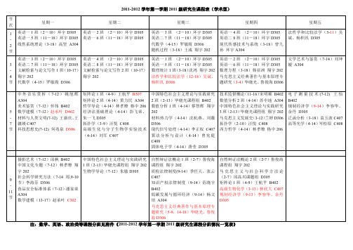 2012012学年第一学期2011级研究生课程表学术型