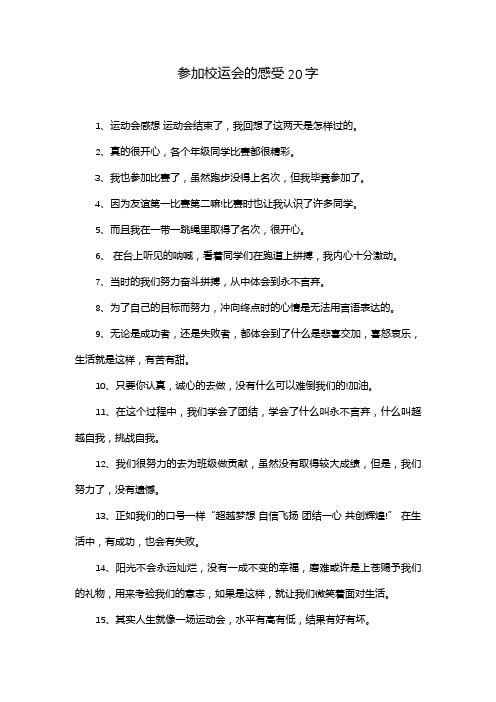 参加校运会的感受20字