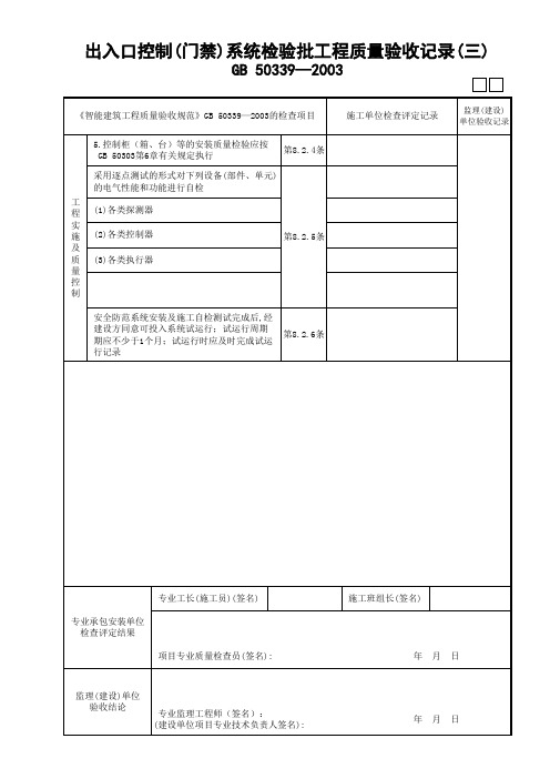 21出入口控制(门禁)系统检验批工程质量验收记录