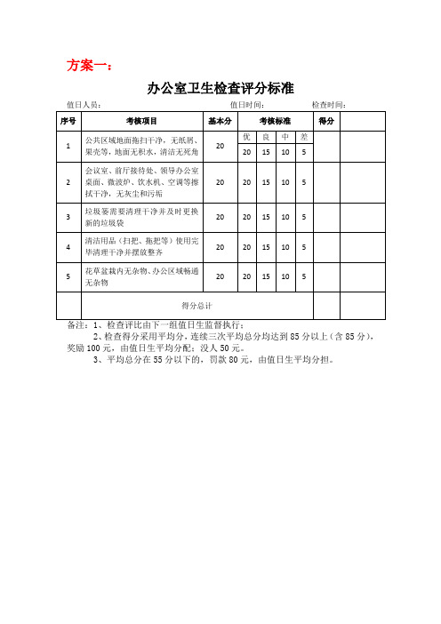 值日考核表