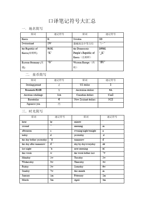 口译笔记符号大汇总(超全整理版,方便直接背诵)