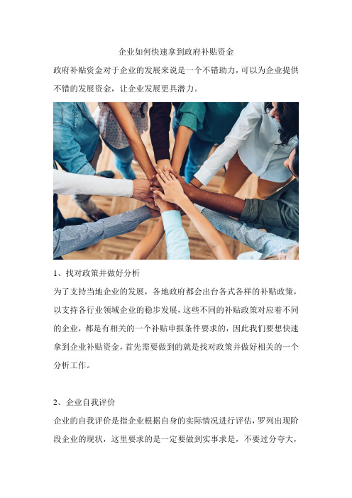 企业如何快速拿到政府补贴资金